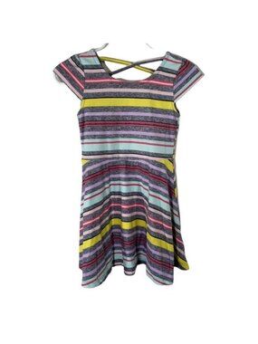 Epic Threads Baby Girls 3T Striped Fit & Flare Dress Purple Gray Casual